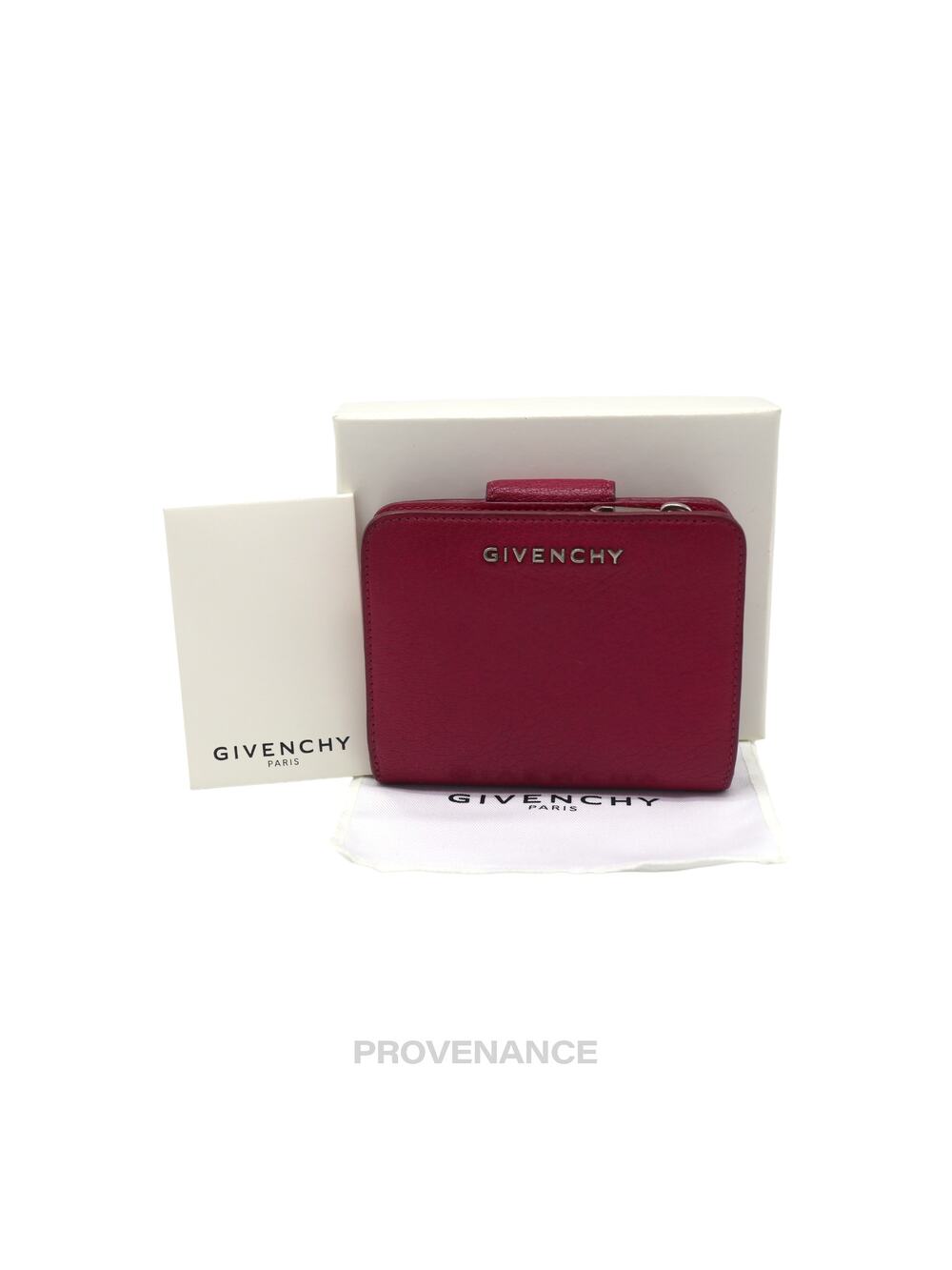 🔴 Givenchy Compact Snap Wallet - Pink Leather